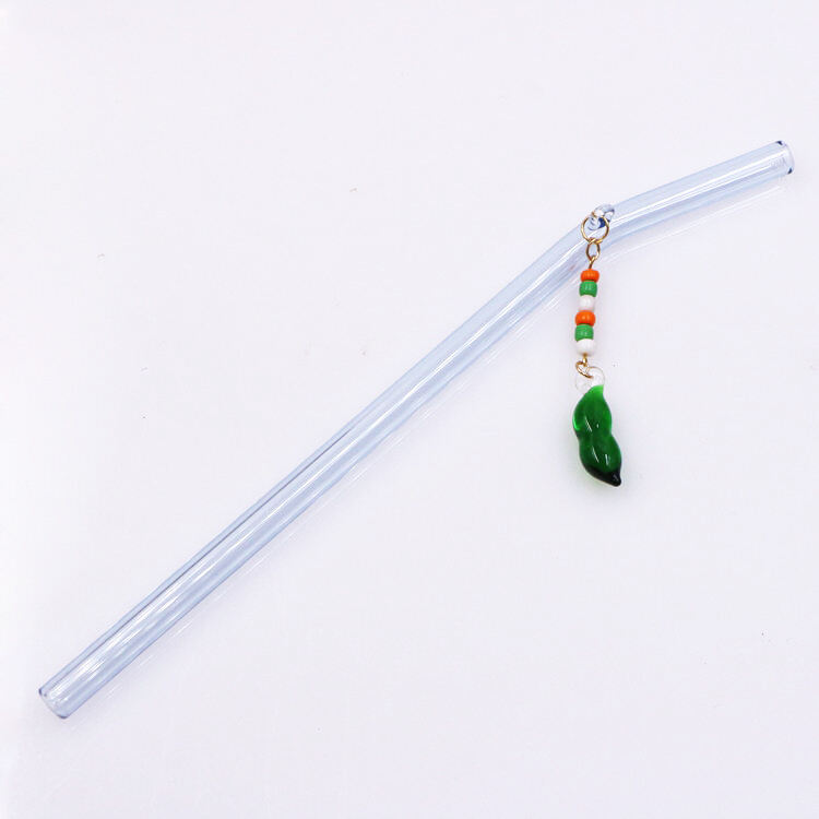 Eco Friendly Reusable Borosilicate Pink Glass Straw With Charm reusable glass straw details