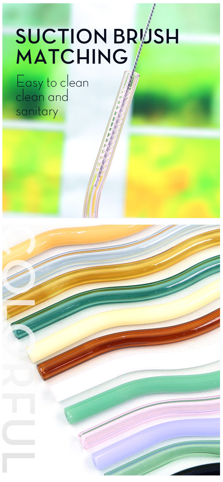 8mm Eco Friendly Reusable Heat Resistant Borosilicate Wavy Glass Straw manufacture