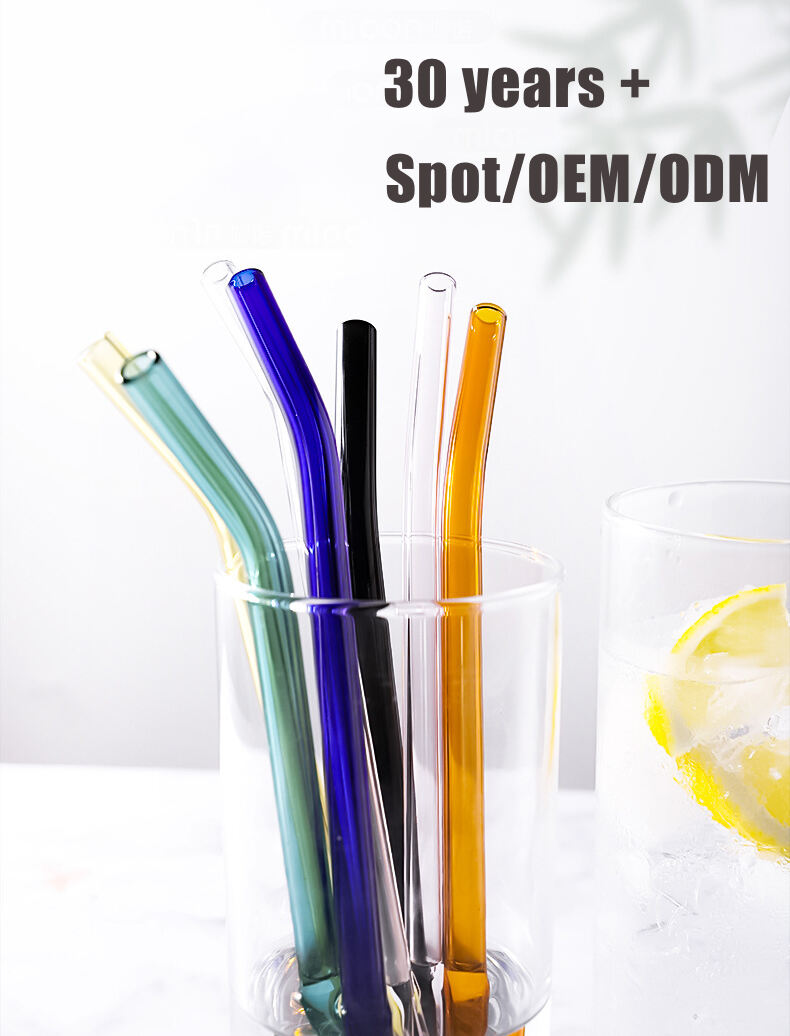 10mm Eco Friendly Reusable Borosilicate Straight Curved Bent Glass Drinking Straw supplier