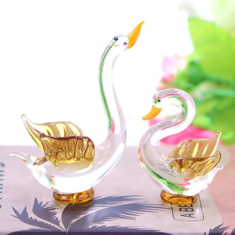 Miniature Wholesale Blown Murano  Flat Cheap Glass Swan Ornament factory