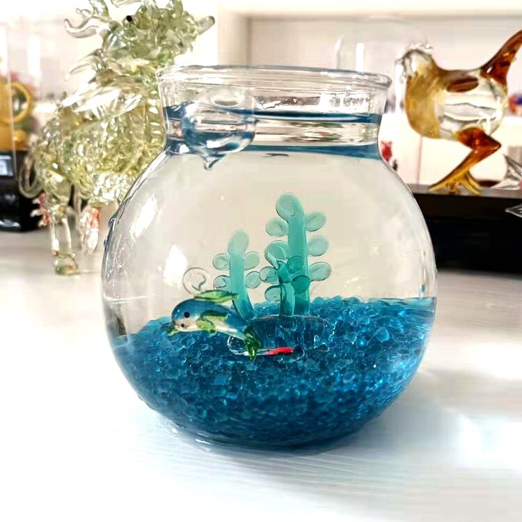 Mixed Designs Lampwork Floating Ball Murano Glass Bubble Fish For Aquarium Tank Decoration factory