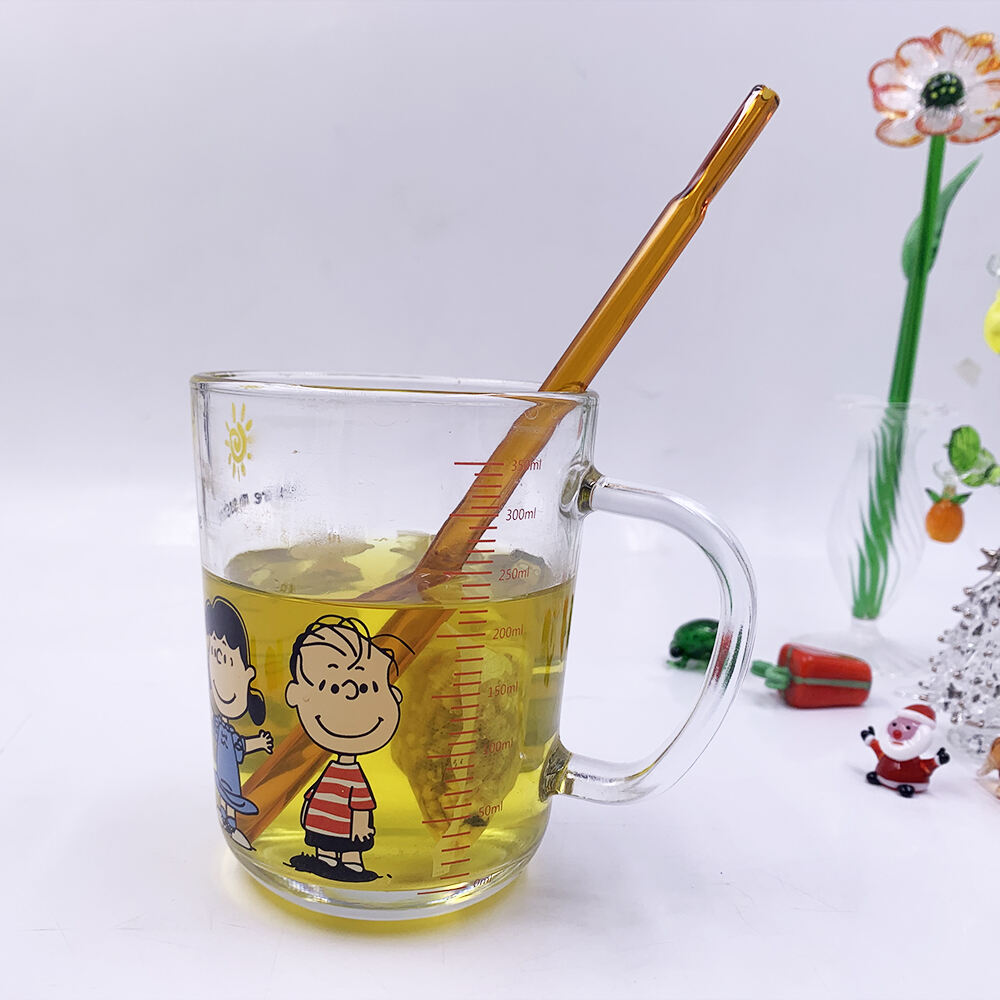 OEM ODM  Environmental Protection Borosilicate Custom Logo Drinking Straws flat mouth glass straws details