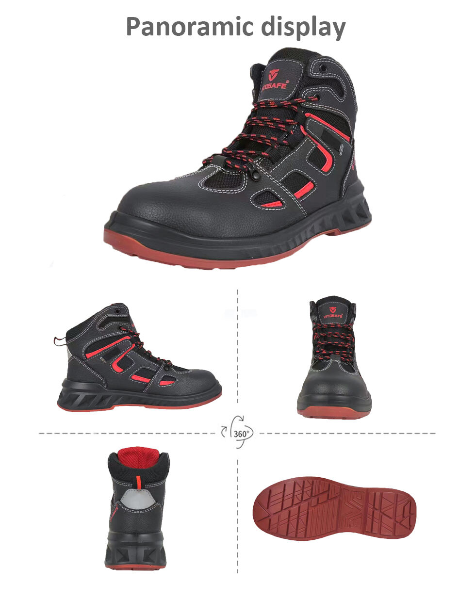 VITOSAFE Mid-cut Breathable Steel Toe Security Footwear Work Boots Safety Shoes for Men details