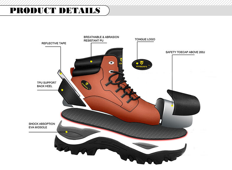 VITOSAFE Brand High Quality Genuine Leather Steel Toe Mens Safety Shoes Work Boots S3 factory