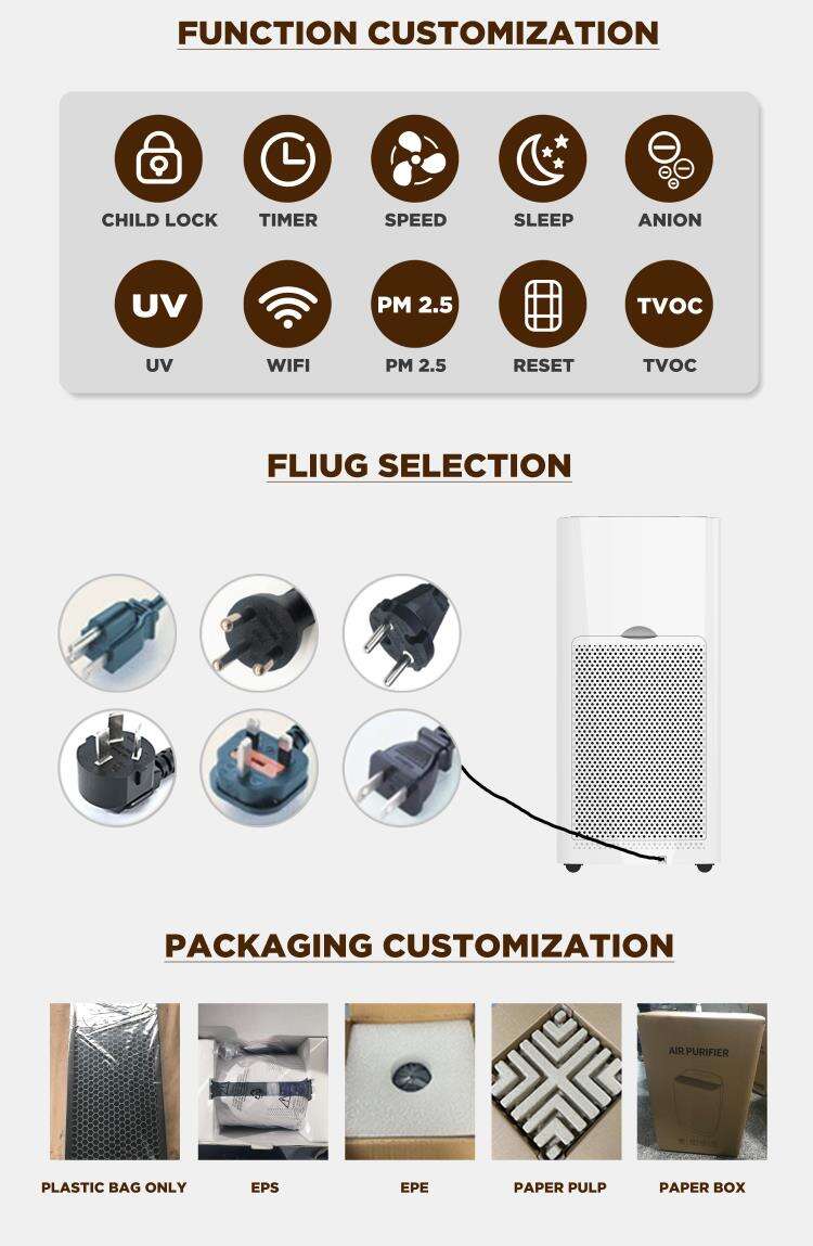 Minimalist Portable Digital display Touch screen Household Room Air cleaner Air Purifier supplier