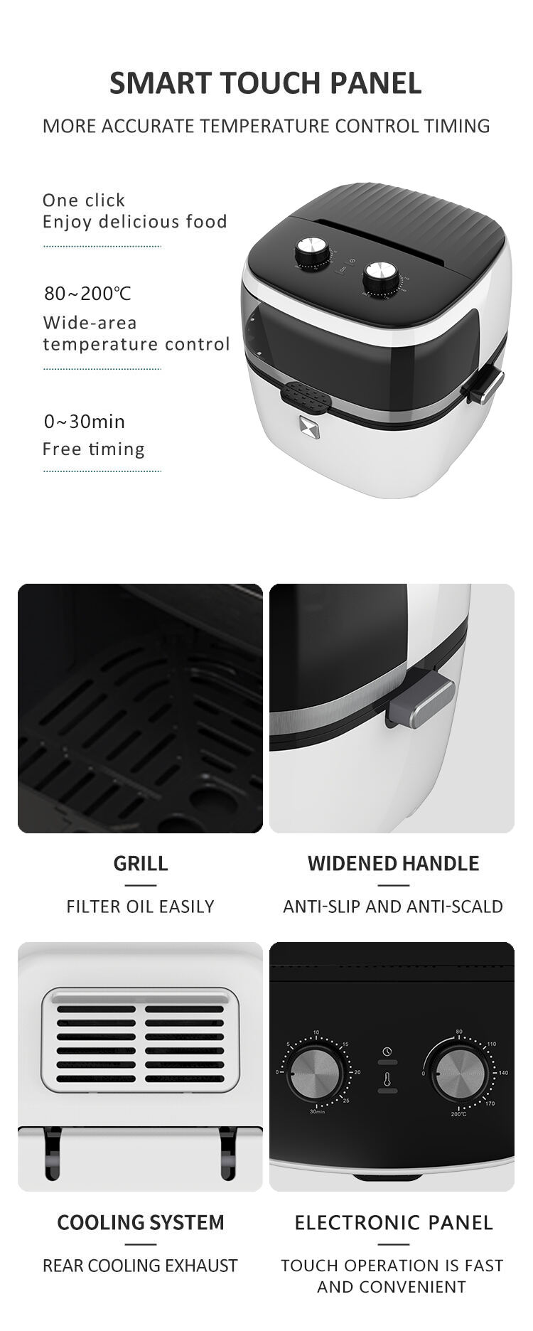 Visual Air Fryer Large Capacity Deep Frying Pan Automatic Stir-fry Chips Machine 6.5L Oven Air Fryer manufacture