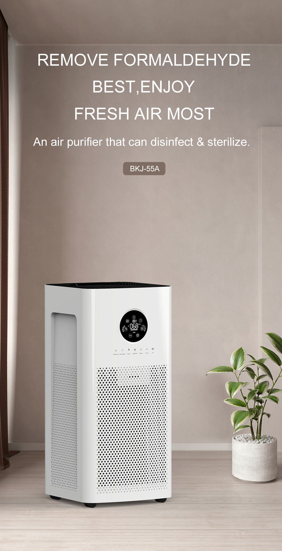 Oem Odm wholesale Mobile Household air purifier with anion uv Wifi details