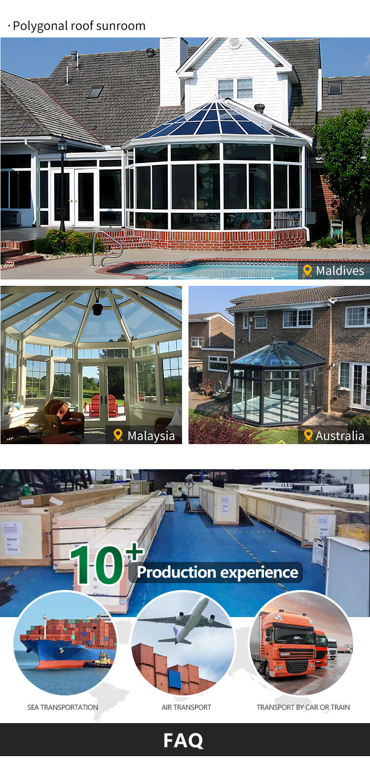 Heat Insulating Garden Sunrooms Glass Houses Aluminium Custom Standing Sunroom 4 Seasons Sunroom details