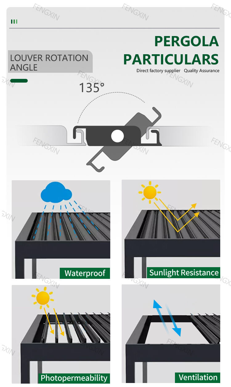 Customized Adjustable Motorised Outdoor Pergola Waterproof Aluminum Louvered Garden Roof Bioclimatic Pergola for Sunshade supplier