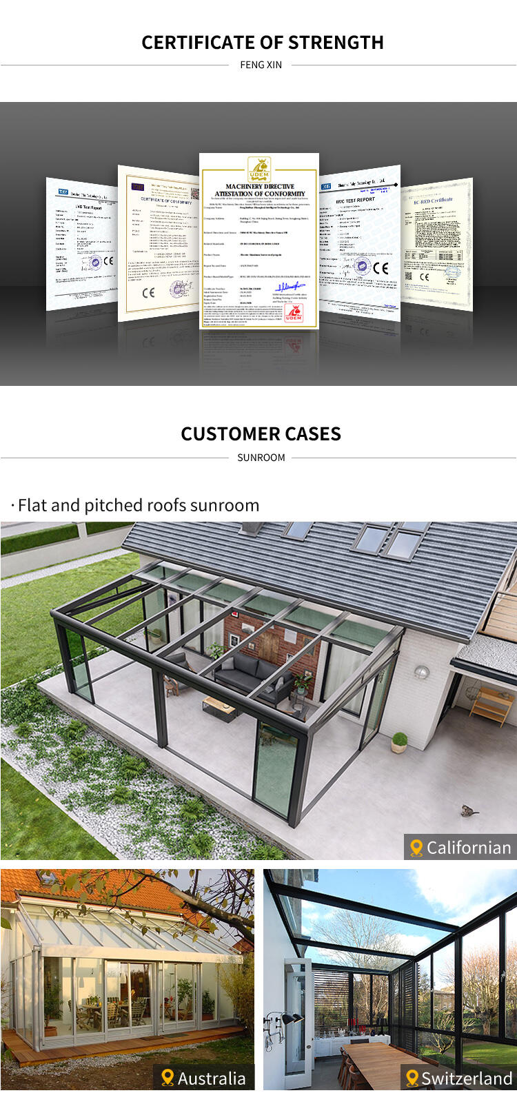 Heat Insulating Garden Sunrooms Glass Houses Aluminium Custom Standing Sunroom 4 Seasons Sunroom manufacture