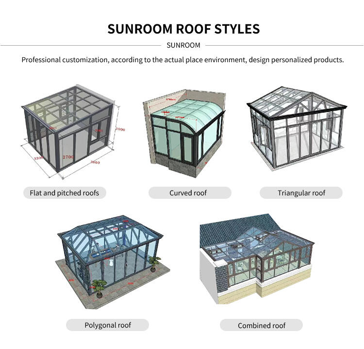 Heat Insulating Garden Sunrooms Glass Houses Aluminium Custom Standing Sunroom 4 Seasons Sunroom details