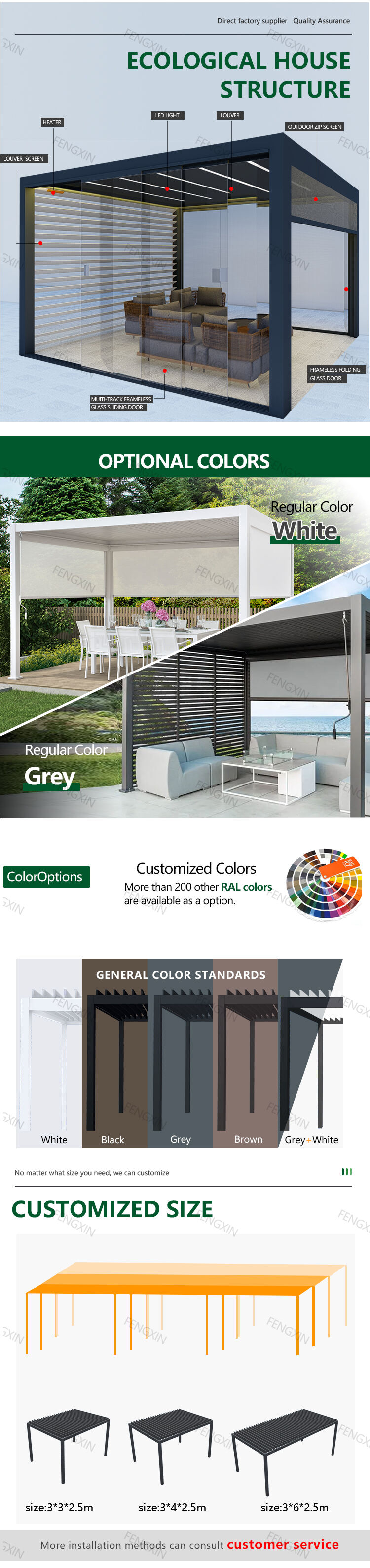 Customizable Motorised Patio Covers Backyard Automatic Outdoor kitchen Bioclimatic Aluminum Pergola supplier