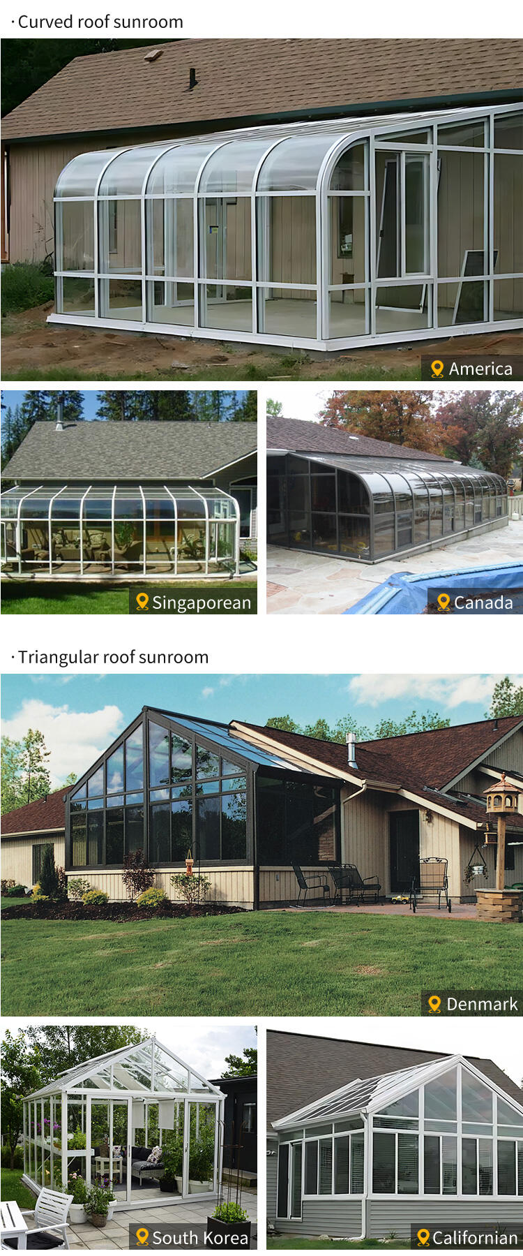 Heat Insulating Garden Sunrooms Glass Houses Aluminium Custom Standing Sunroom 4 Seasons Sunroom manufacture