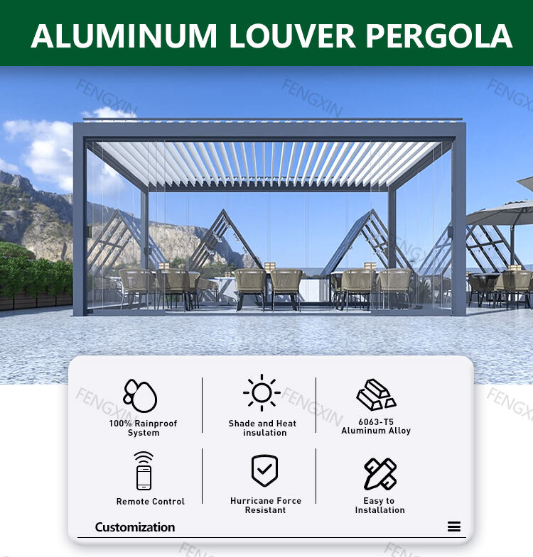 OEM Factory 3X3,3X4,4X4,6X4m Outdoor Garden Sets Aluminium Pergola manufacture