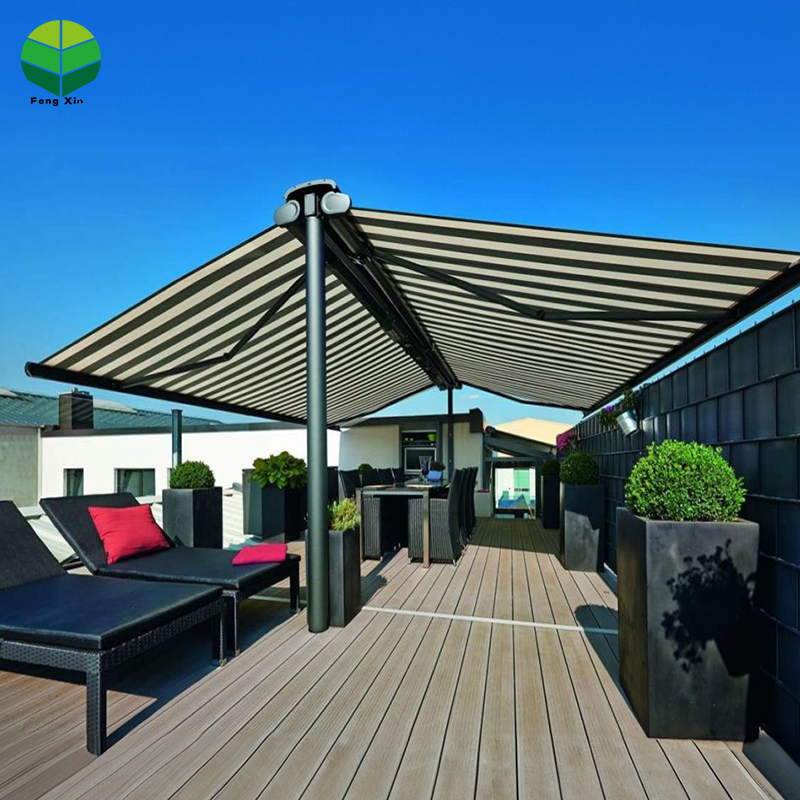 Motorized aluminum frame polyester folding deck canopy awning covers roof aluminum pergola