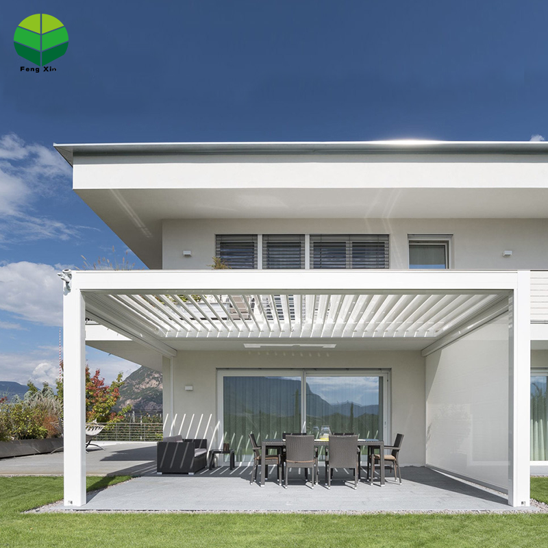 Luxury modern outdoor pergola aluminium waterproof louver roof bioclimatic pergola metal garden louvered pergola