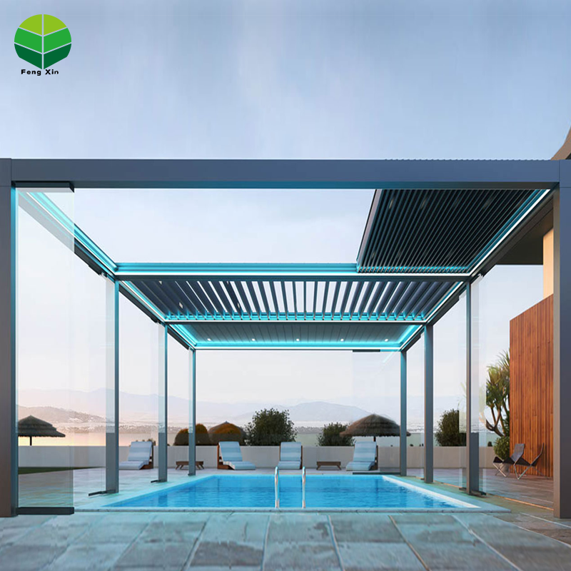 Modern design bioclimatic waterproof louvre roof louver gazebo outdoor aluminum pergola aluminium electric retractable pergola