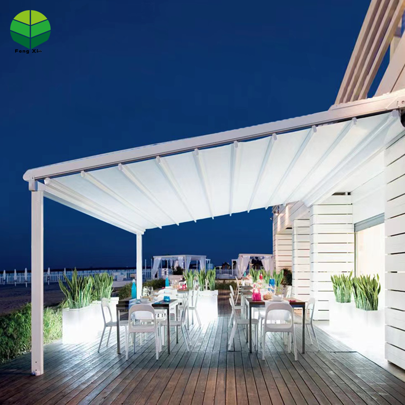 Outdoor waterproof motorized aluminum retractable pvc pergola covers