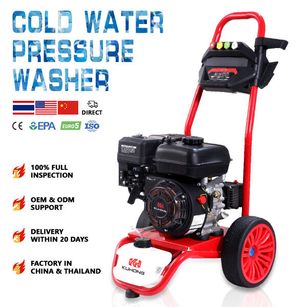Clean large surfaces in minutes with petrol engine pressure washer