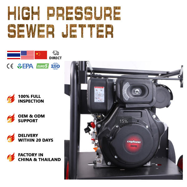 Saving time and effort with a power washer sewer jetter.