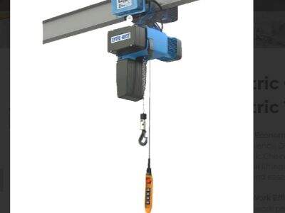 The electric chain hoist allows a heavy load to be effortlessly raised