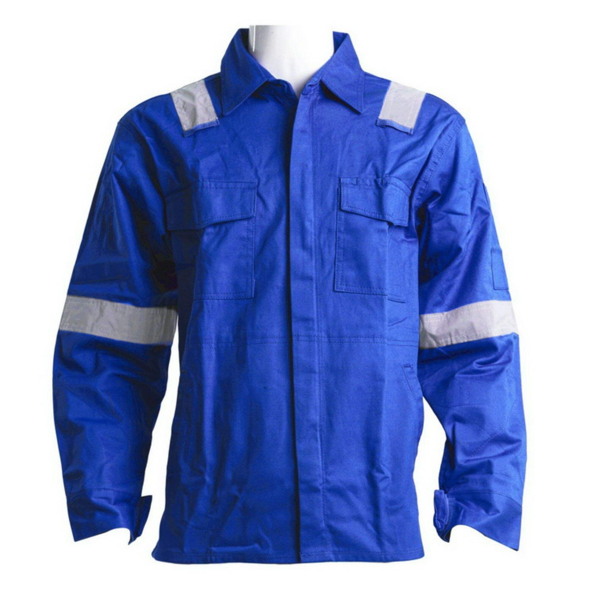 Hot Sale Royal Blue Cotton Mechanical Electrical Fire Retardant Jacket With Reflector