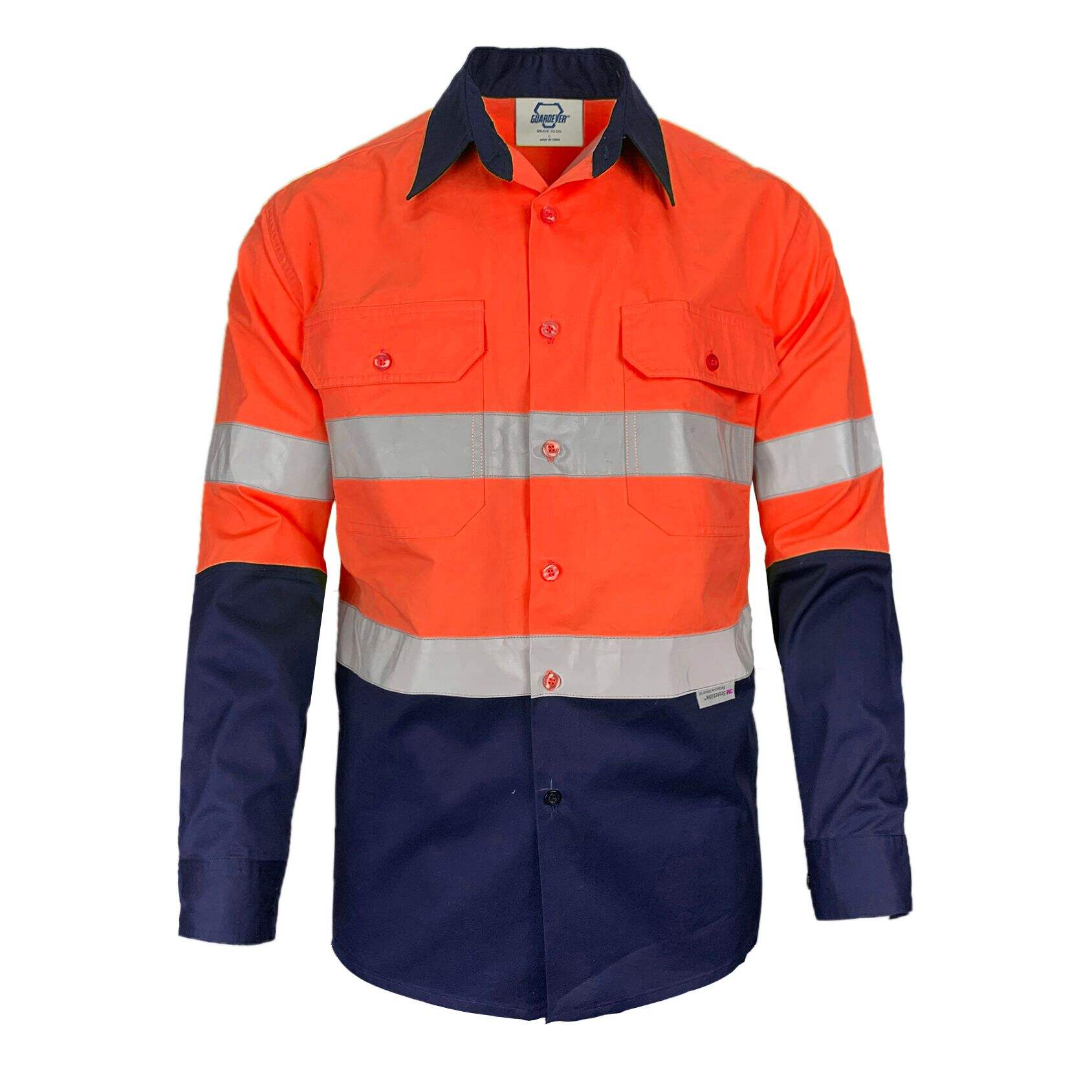 Customize Australian 2 Tones Cotton Drill  Reflective Shirt Safety Long Sleeve Construction Safety Mining Industry UPF50+ Hi Vis Work Wear Shirt