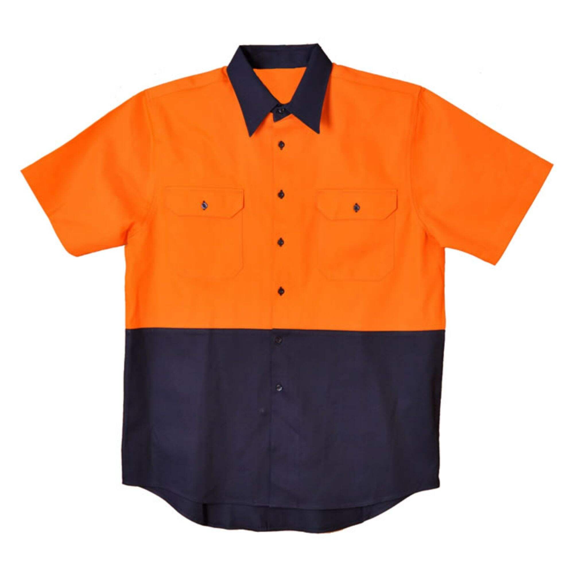 Factory Stand Collar Multi-color Workwear Clothes Moisture Wicking Short Sleeve Shirt With Two Pocekts On The Chest 