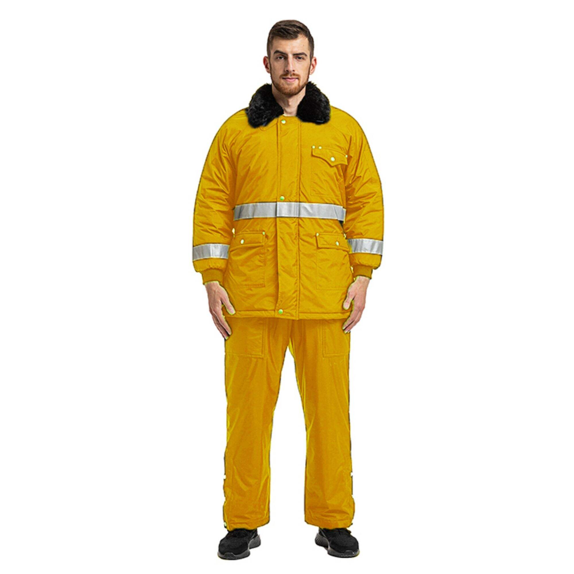 Custom Logo Reflective Safety Freezer Workwear Cold Storage Windproof Waterproof Fire-Resistant Winter Coverall