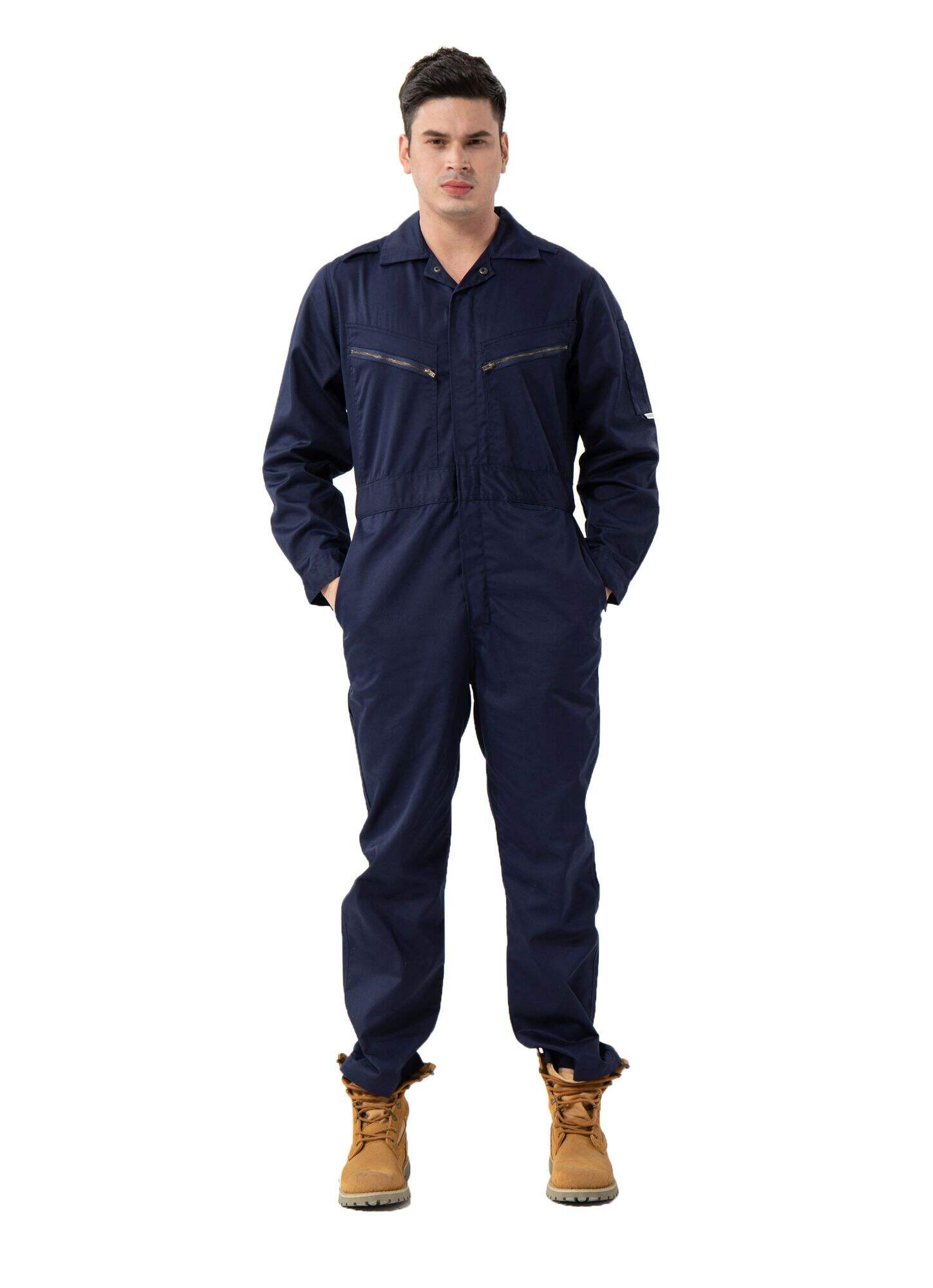 Factory Direct Breathable Work Coverall Construction Clothes Reflective Strips Workwear With Two Zippers On The Chest