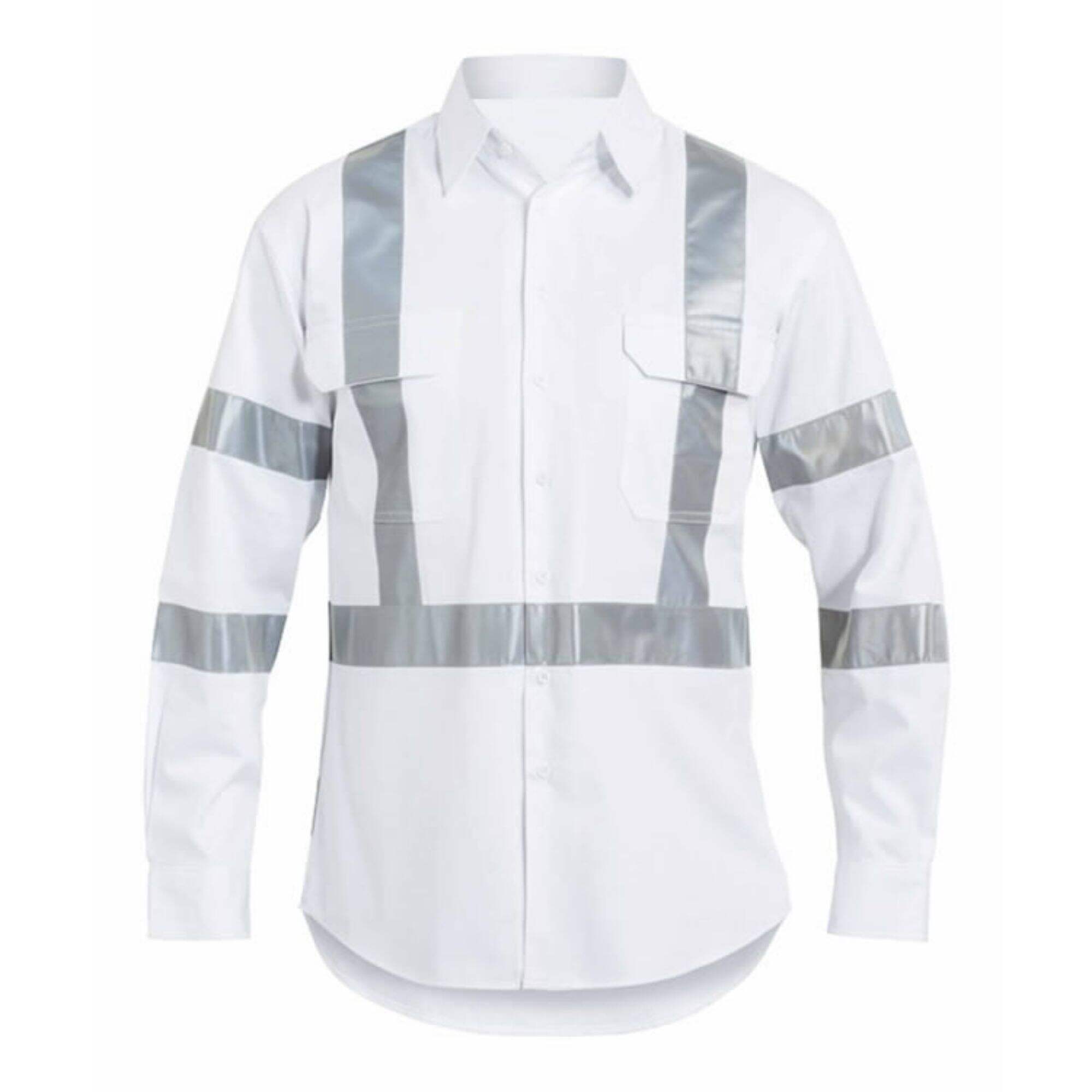 Wholesale Hi Vis Cotton/Polyester Long Sleeves Shirt With ”X“ Tapes On The Back