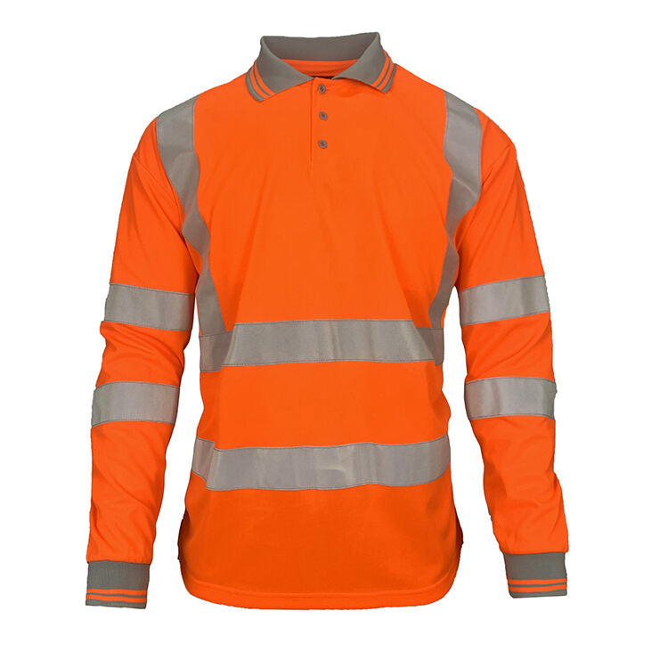 Safety High Visibility Long Sleeve Work Wear Shirts Men Construction Protective Quick Dry Reflective Hi Vis Work Polo Shirt