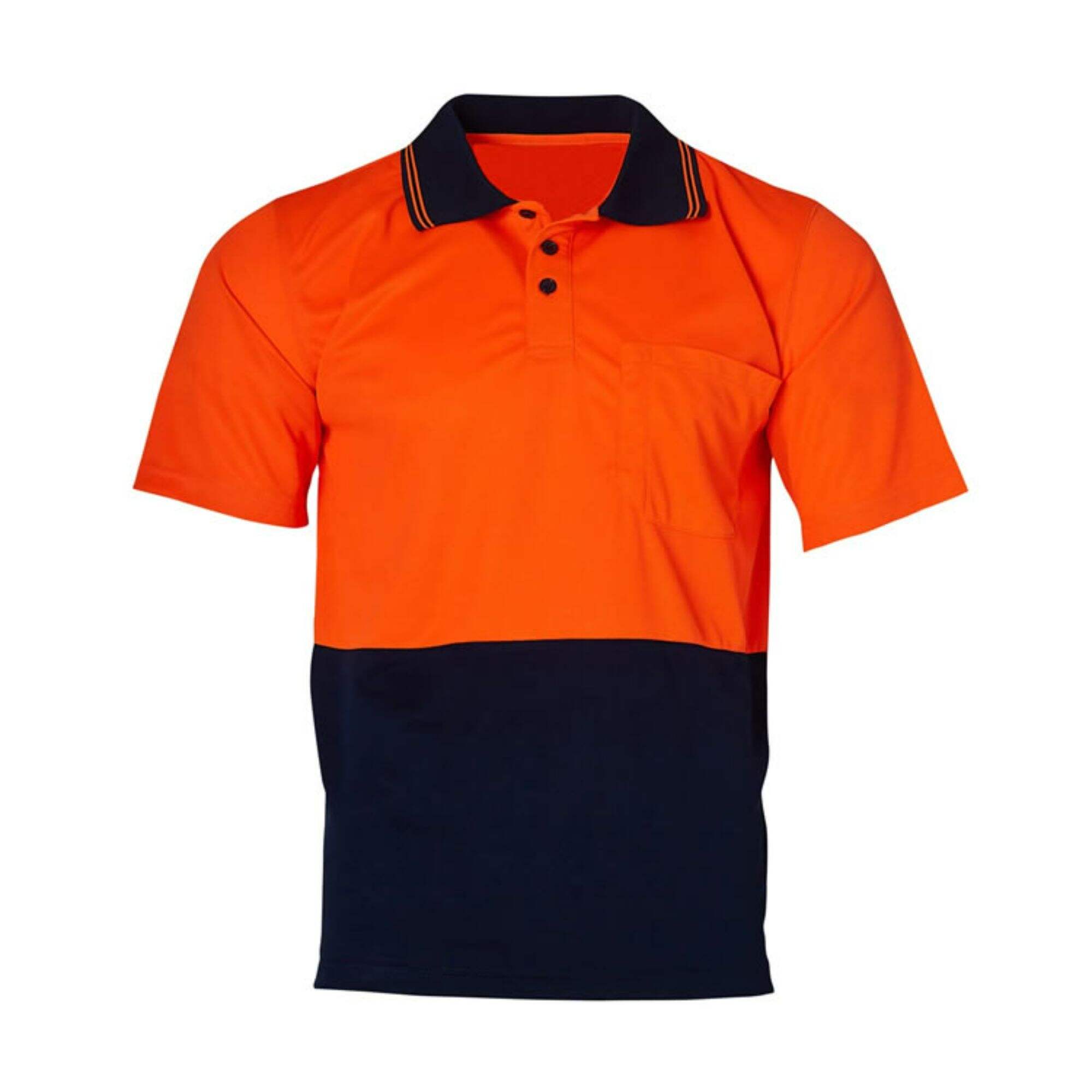 Hot Sale Hi Vis Moisture Wicking Work Polo Shirt Reflective Clothes With The Pockets On The Left Chest