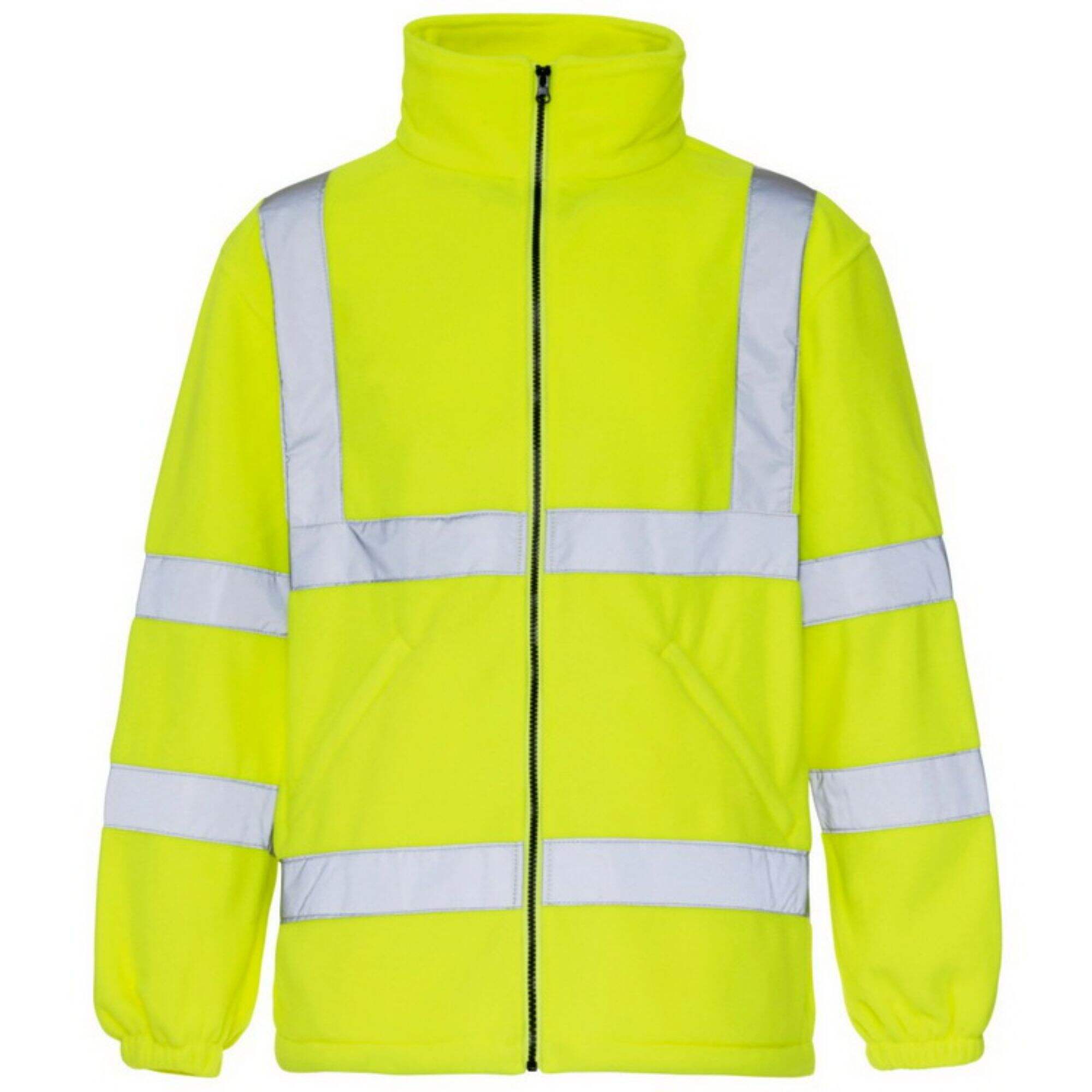 Hot Sale Unisex  Zipper Front Reflective Safety Workwear Hi-Vis Fleece Construction Traffic Railway Jacket 