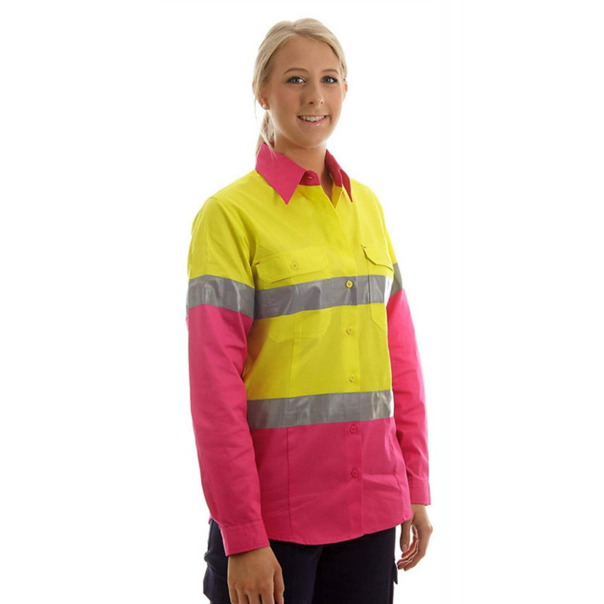 Custom Hi Vis  Safety Workwear Traffic Railway Coal Minig Durable Long Sleeve Shirt For Women