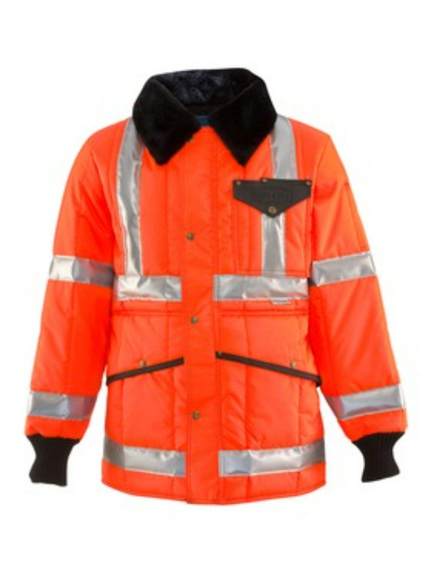 Hot Sale Custom Logo Hi Vis Reflective  Safety Jacket  Traffic Road Railway Fur Collar  Long Sleeve Workwear