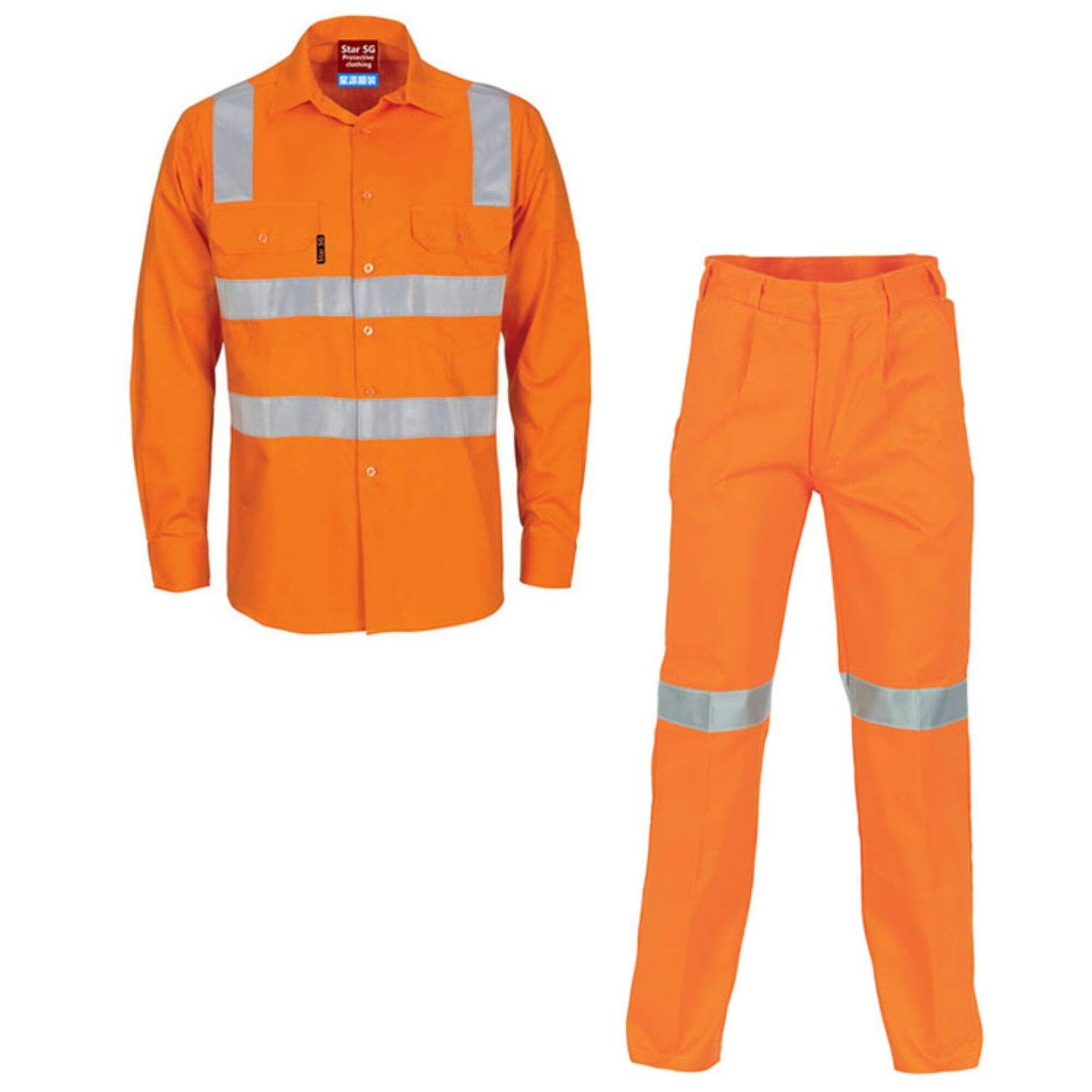 Custom Wholesale High Quality Hi Vis Reflective Shirts and pants Traffic Construction  Antistatic Cotton Suit