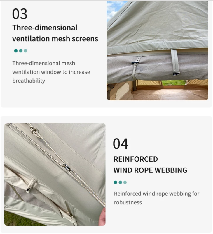 Qingdao Airbrother Waterproof Wind Proof Foldable Outdoor Camping Extend 6.3 Cotton Air Pole Glamping Inflatable House Tent supplier