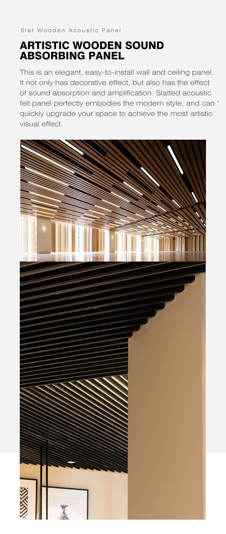 Customized Modern Office Pet And Wooden ceiling and wall Sound-Absorbing Strip Slat Wood Acoustic Panel manufacture