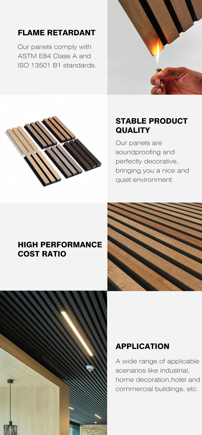 Customized Modern Office Pet And Wooden ceiling and wall Sound-Absorbing Strip Slat Wood Acoustic Panel manufacture