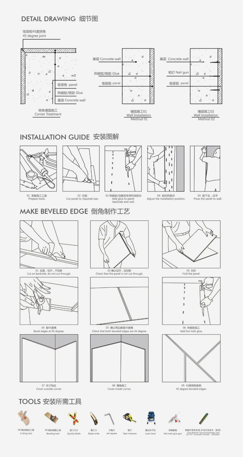 flame retardant sound insulation Soundproofing Material  100% polyester fiber  Acoustic Panel details