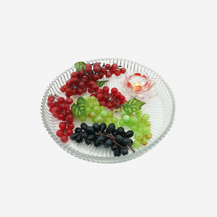 Large Thick Glass Dinner Fruit Plate Textured