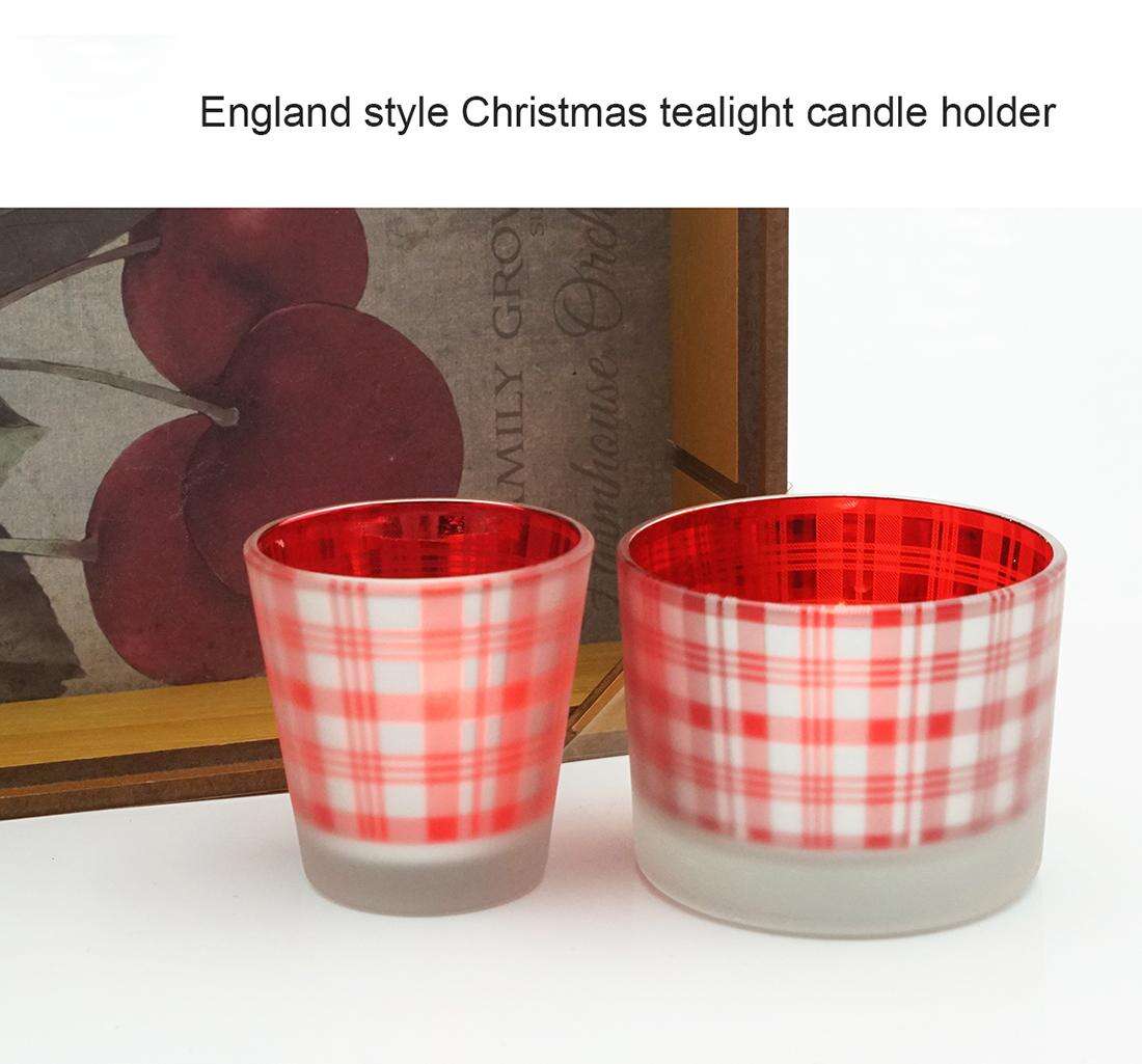 Harderson 4oz -5oz Christmas Plaid Votive Candle Holder details