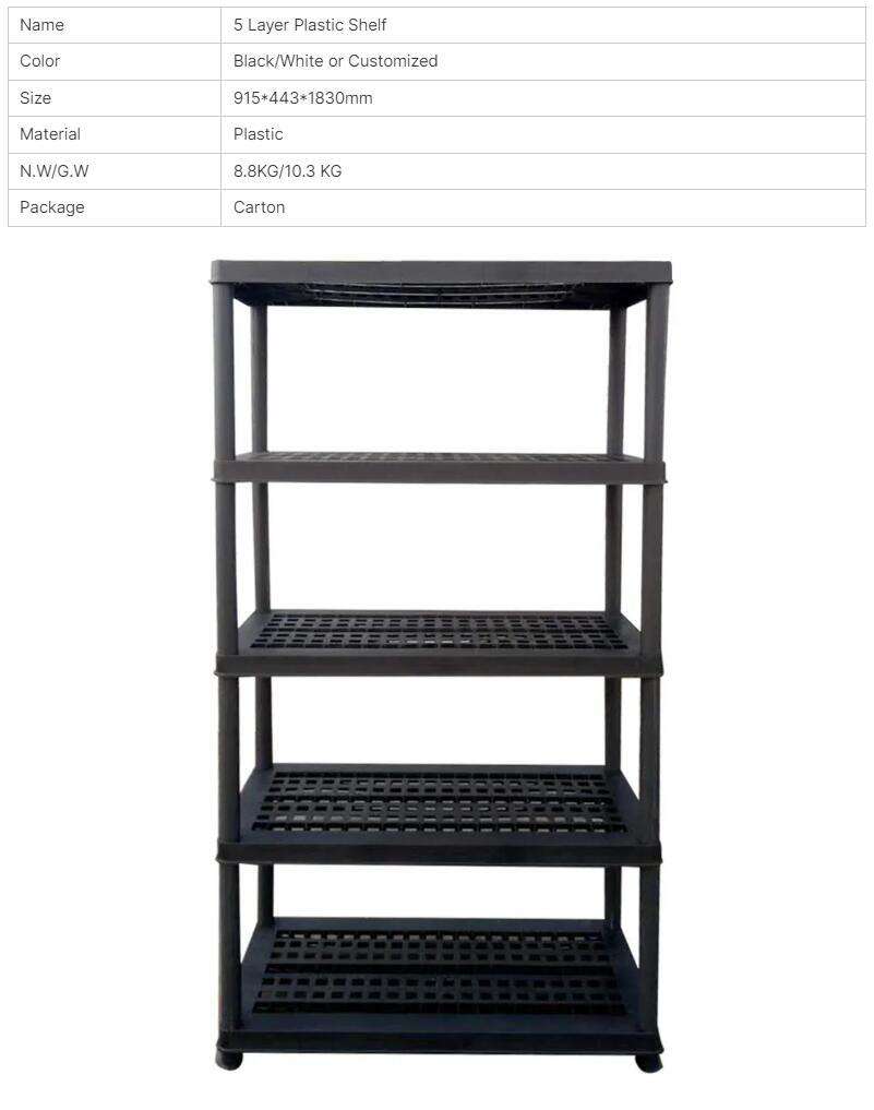 Boltless Plastic Shelving, 5 Tier Unit Storage Shelves, for Warehouse Store Home Garage details