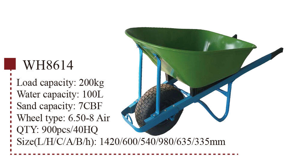 Brouette WH8614, brouette pour bâtiment de construction de jardin, avec fournisseur de roues pneumatiques 6.50-8