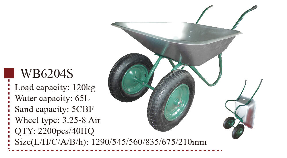 Carrinho de mão de 6204 rodas WB2S, carrinho de mão, para construção de jardim, com estrutura de aço, fábrica de rodas pneumáticas 3.25-8