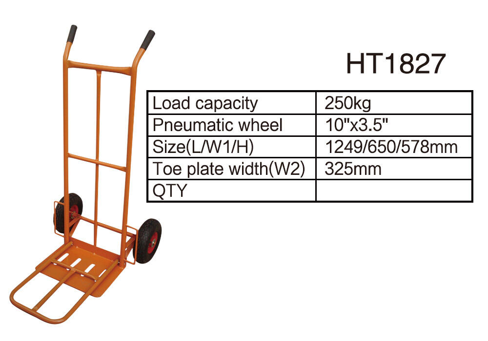 Caminhão de mão de aço HT1827, carrinho de mão Dolly, com fabricação de roda pneumática de 10