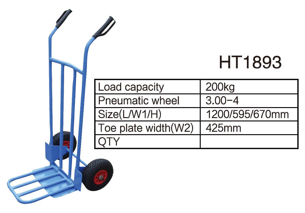 HT1893 شاحنة يدوية فولاذية، عربة يدوية دوللي، مع عجلة هوائية 3.00-4 المزود
