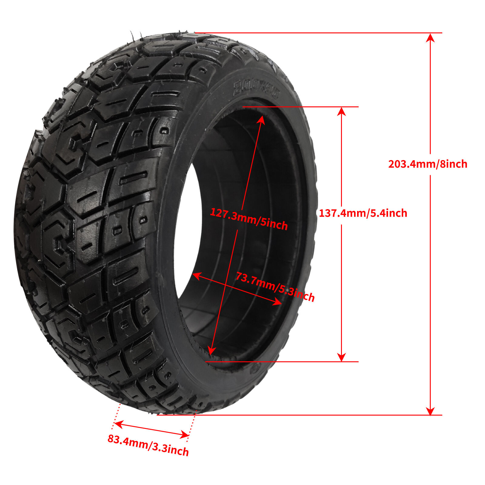 8" 200x90 Flat-Free Electric Scooter Replacement Tire, 8 inch Semi-Pneumatic Rubber Tire for Torsion Car details