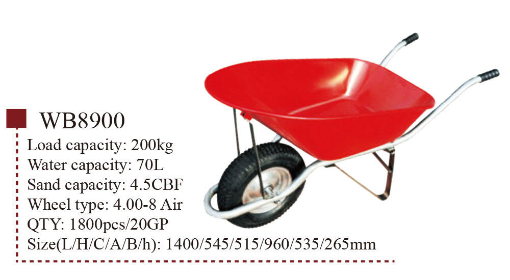 WB8900 Wheelbarrow, Wheel Barrow for Garden Construction Building, with 4.00-8 Pneumatic Wheel details